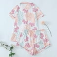 thumbnail image 3 of Floral Pajama Set for Women Short Sleeve Button Down Sleepwear Soft Lightweight 2 Piece Summer Loungewear PJs, 3 of 3
