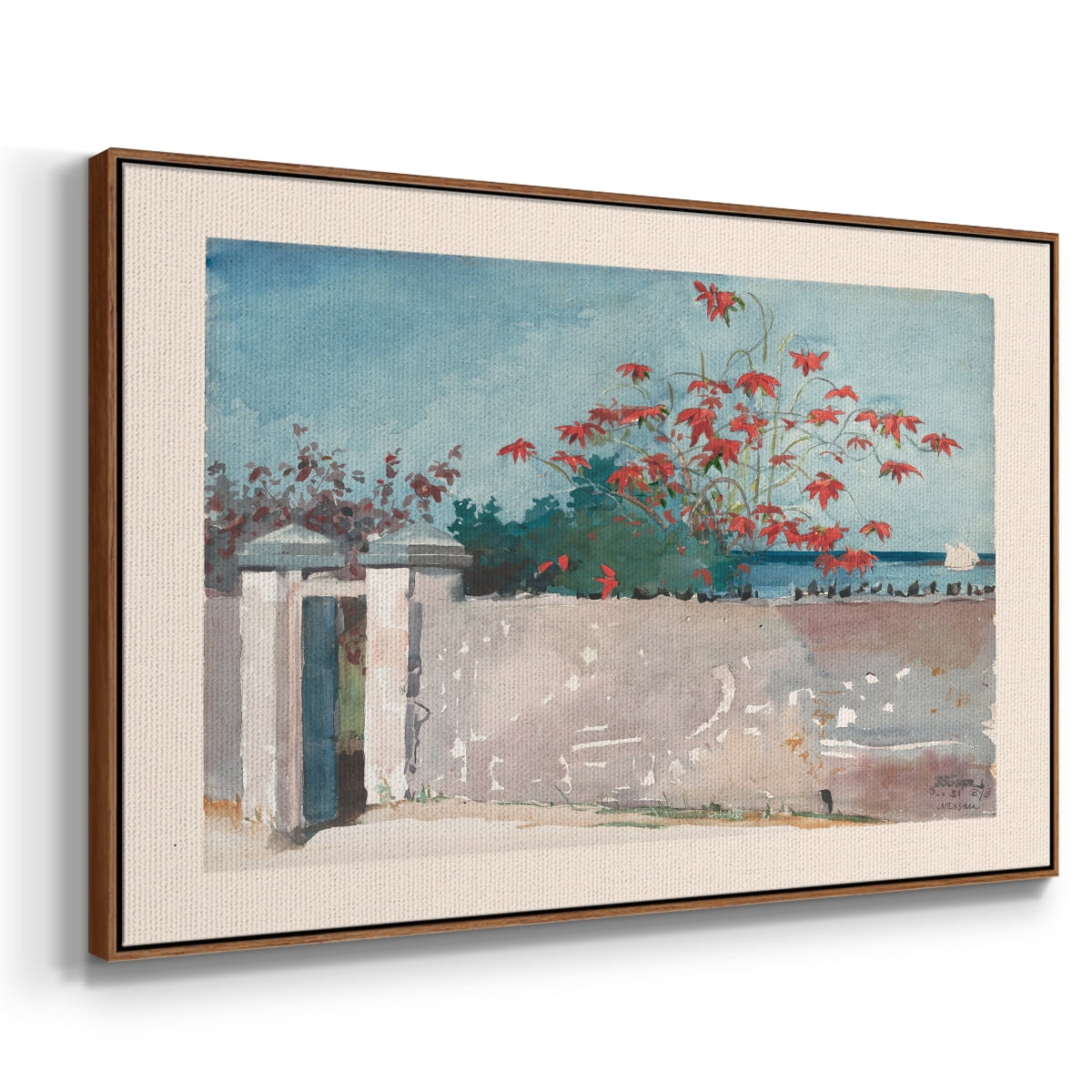 Vintage Botanical Print-LXX By Wexford Home Framed in Walnut Wood Gallery Wrapped Canvas 25 in. x 37 in.