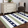 thumbnail image 4 of Sea Turtle Green Stripes Washable Area Rugs 2.7'x5', Black White Green Stripe Decor Low Pile Throw Living Room Rug Non-Slip Sturdy Edge Binding Carpet for Indoor Entryway Bedside Kitchen, 4 of 9