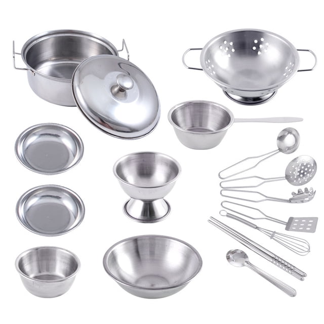 Juguetes para jugar a las casitas, juguetes anticaída de acero inoxidable para niños y niñas, juego de juguetes de cocina para niños
