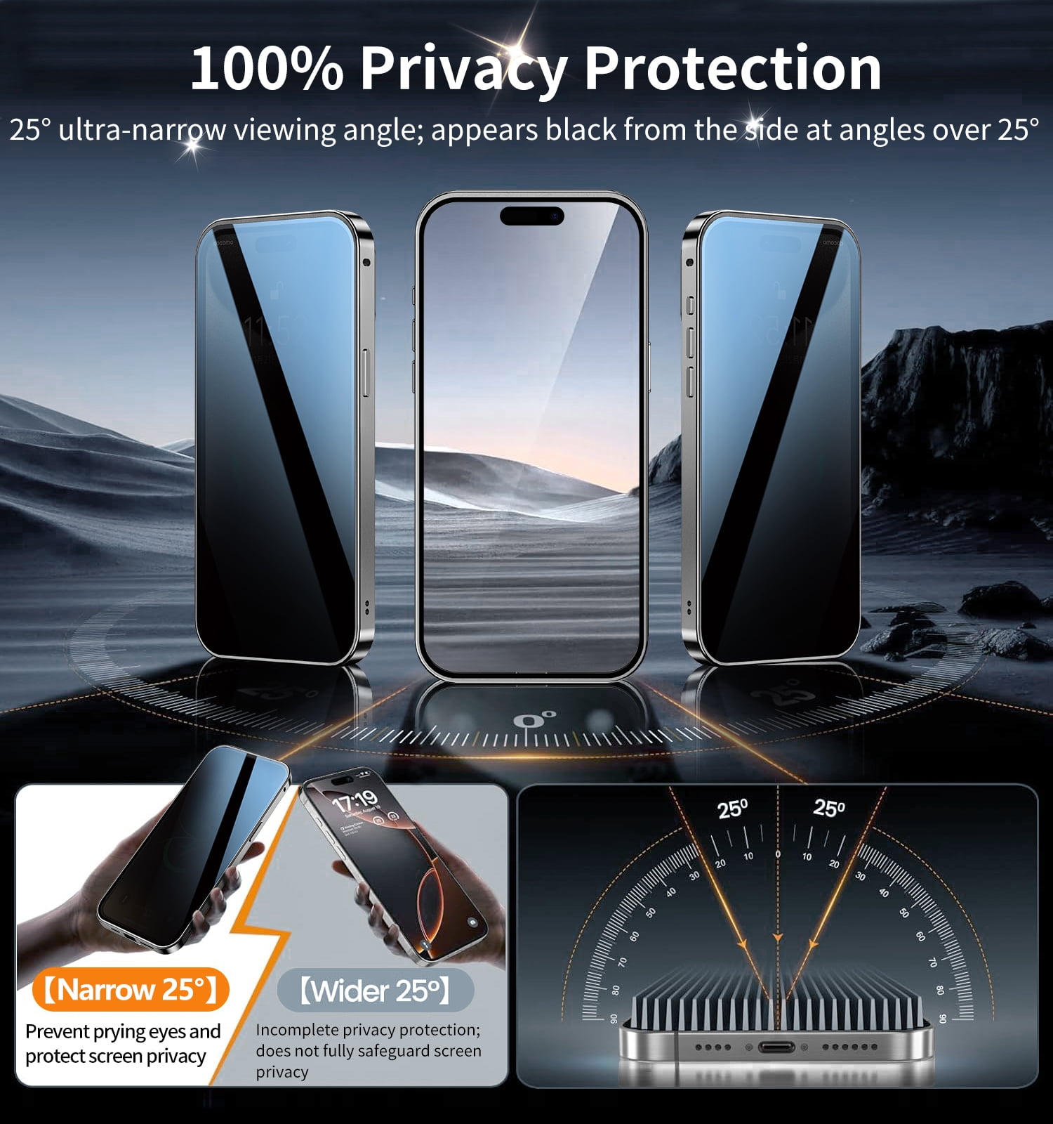 JETeacka iPhone 15 Pro Max Auto Lock Case Privacy Screen Protector Magnetic Stand MagSafe Compatible Heavy Duty Full-Body Shockproof Cover-Gray