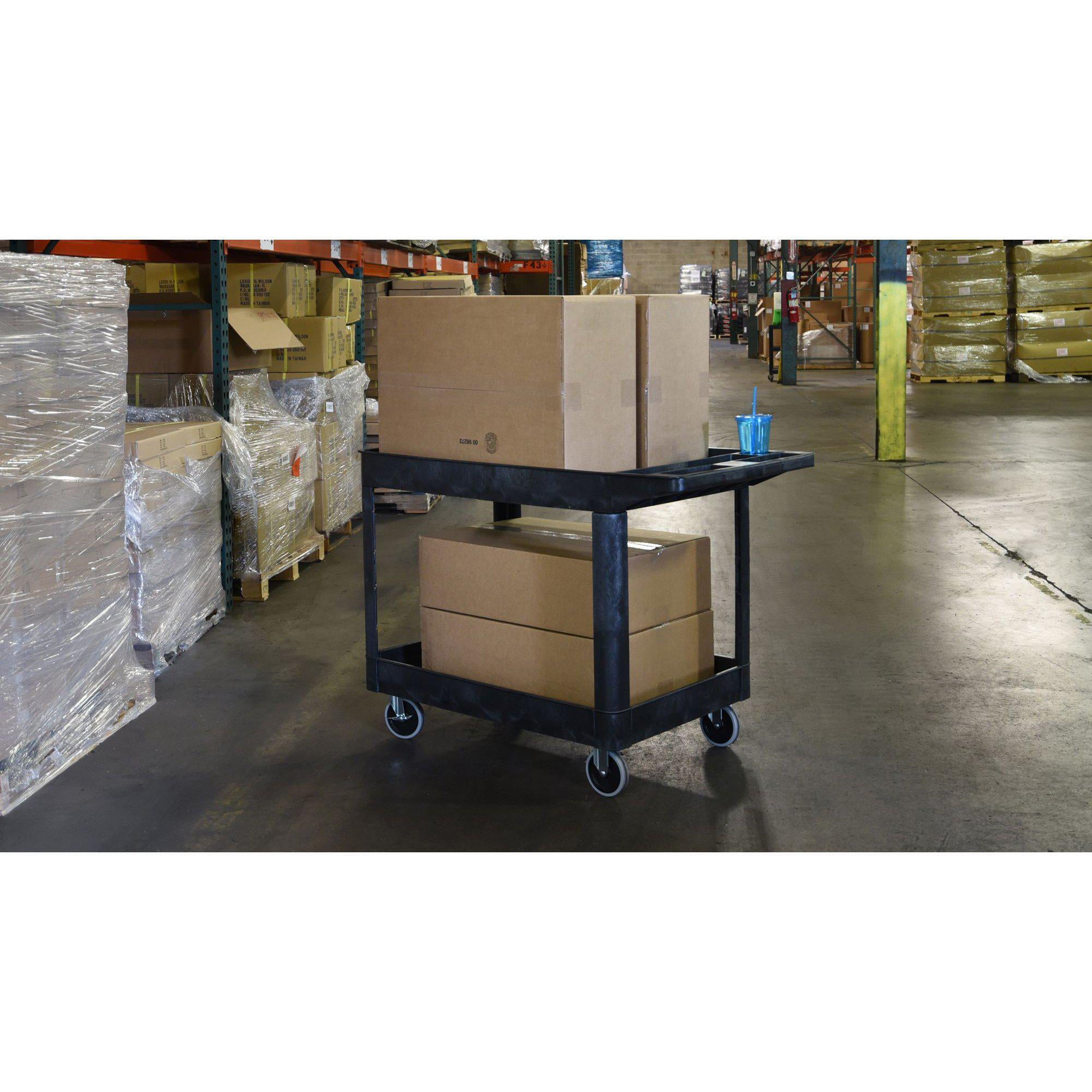 Stand Steady Original Tubstr Extra Large Utility Cart - Heavy Duty Tub Cart  Holds up to 500 Pounds - 2 Shelf, Huge Rolling Cart - Great for Warehouse,  Garage and More (45.5 x 24.5 / Black) - Walmart.com