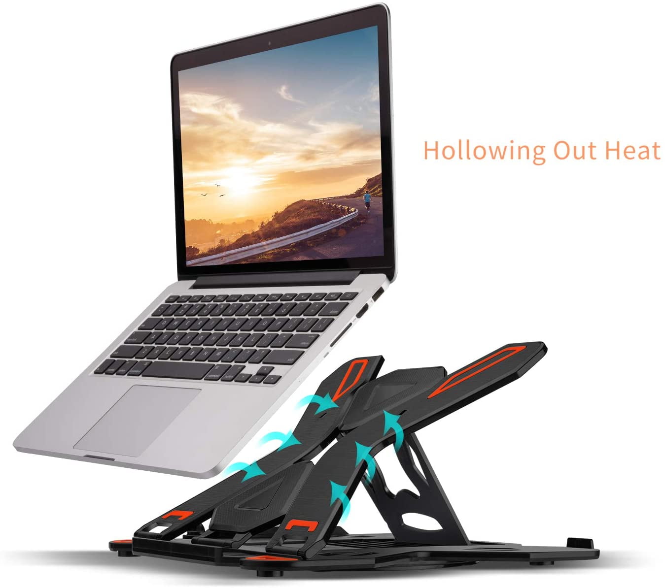 Ergonomic Adjustable Laptop Stand for Desk with Phone Holder & 360° Rotation - Foldable Portable Stand for 10-17" Laptops, MacBook Pro 16", Gaming Laptops, Tablets | Heavy-Duty & Ventilated Design