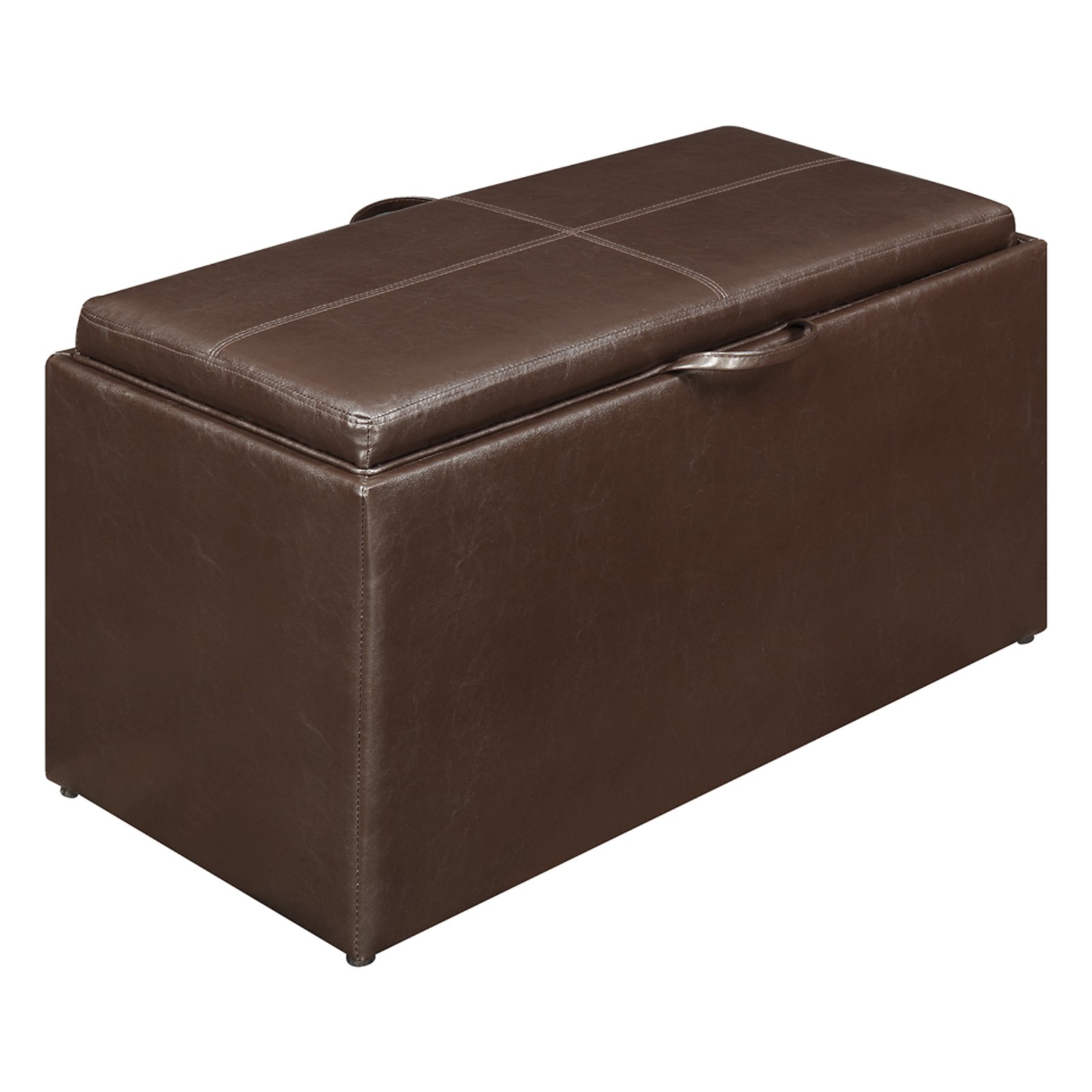 Designs4Comfort Faux Leather Storage Bench with 4 Collapsible Ottomans, Espresso - image 4 of 7