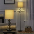 Mainstays Metal Table and Floor Lamp Set, Black Matte Finish