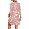 thumbnail image 4 of Hvot&aat Women's Casual Mini Dress 3/4 Elastic Cuffs Loose V Neck Swing Dresses with Pockets, 4 of 5