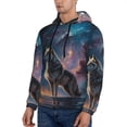 thumbnail image 3 of Lsque Night Sky Wolf Pattern Casual Men's Hoodie,Hooded Sweatshirt with Kangaroo Pocket,Pullover Hoodie-Medium, 3 of 7