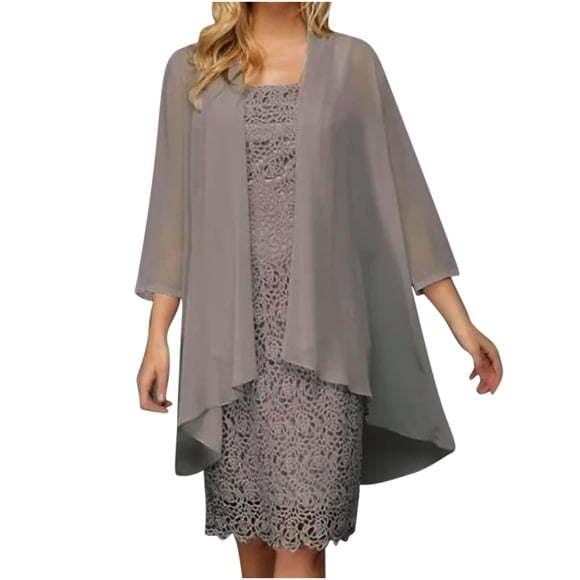 Gamivast Chiffon Petite 2 Piece Dresses for Women Wedding Guest Dressy Casual Mother of The Bride Dress Maxi Summer Dresses