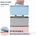thumbnail image 6 of Ahot Multiuse Caddy Organizer with Handle - Stackable Plastic Tote Bin - Art Craft Supplies, Office, Desk, Stationery Pen Holder, Kitchen, Utensil, Makeup, Bathroom, Shower, Cleaning - Cyan, 6 of 17