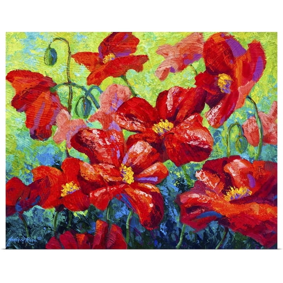 Great BIG Canvas | Rolled Marion Rose Poster Print entitled Field of Red Poppies II