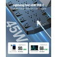 thumbnail image 2 of SUPERDANNY Power Strip Surge Protector with 10ft Extension Cord - 22 Outlets, 6 USB Ports, 45W Fast Charging - 1875W/15A, 2100J, 45°Plug, Mountable - Ideal for Home, Office, Gaming, PC, Streaming, 2 of 7