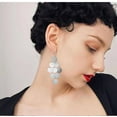 thumbnail image 4 of Multilayer Disc Earrings for Women Trendy Long Gold Silver Plated Brushed Textured Pattern Multiple Round Circle Statement Tassel Earrings Boho Geometric Jewelry, 4 of 7