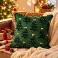 thumbnail image 4 of Christmas Pillow Covers 18x18 inch, Christmas Decorations Bows Xmas Tree Throw Pillow Cases Soft Plush Faux Fur Wool Pillow Covers Winter Holiday Decor for Sofa Living Room.Dark Green, 4 of 6