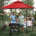 thumbnail image 4 of Gymax 8' x 5' BBQ Grill Gazebo 2-Tier Barbecue Canopy Vented Top Shelves Shelter Wine, 4 of 10