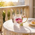 thumbnail image 4 of 4.7x3.5 Inch Rose Enamel Glass Mug, Lead Free Tea Cup With Matching Spoon, Premier Gift for Mom's Day Birthday, Multicolor, 4 of 7