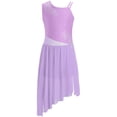 thumbnail image 3 of Hansber Kids Girls Sleeveless Lyrical Dance Dress Rhinestones Flower Asymmetrical Skirt Leotard Ballet Dancewear Light Purple 6, 3 of 6