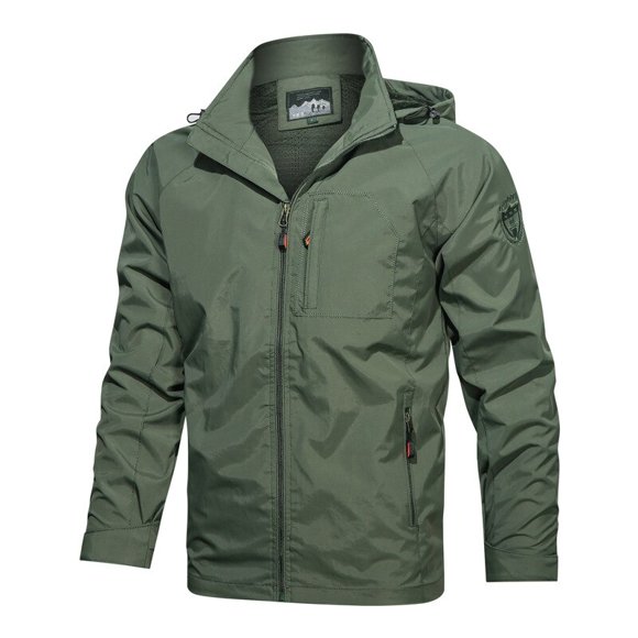 OmicGot Coupe-Vent de Randonnée en Plein Air Vestes pour Hommes Coupe-Vent à Capuche Manteau Décontracté Veste Homme Vert Armée Vêtements pour Homme Grande Taille5TG