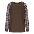 thumbnail image 7 of Lenpel Women's Crewneck Sweatshirts Plaid Long Sleeve Color Block Tunic Tops Casual Pullover Sweatshirts Fall Winter Fashion Outfits(Brown,XX-Large), 7 of 7