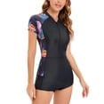 thumbnail image 2 of RUNQHUI Maillot de Bain une Pièce à Manches Courtes Boyleg UPF50+ Protection Éruption Orange&Bleu L, 2 of 5