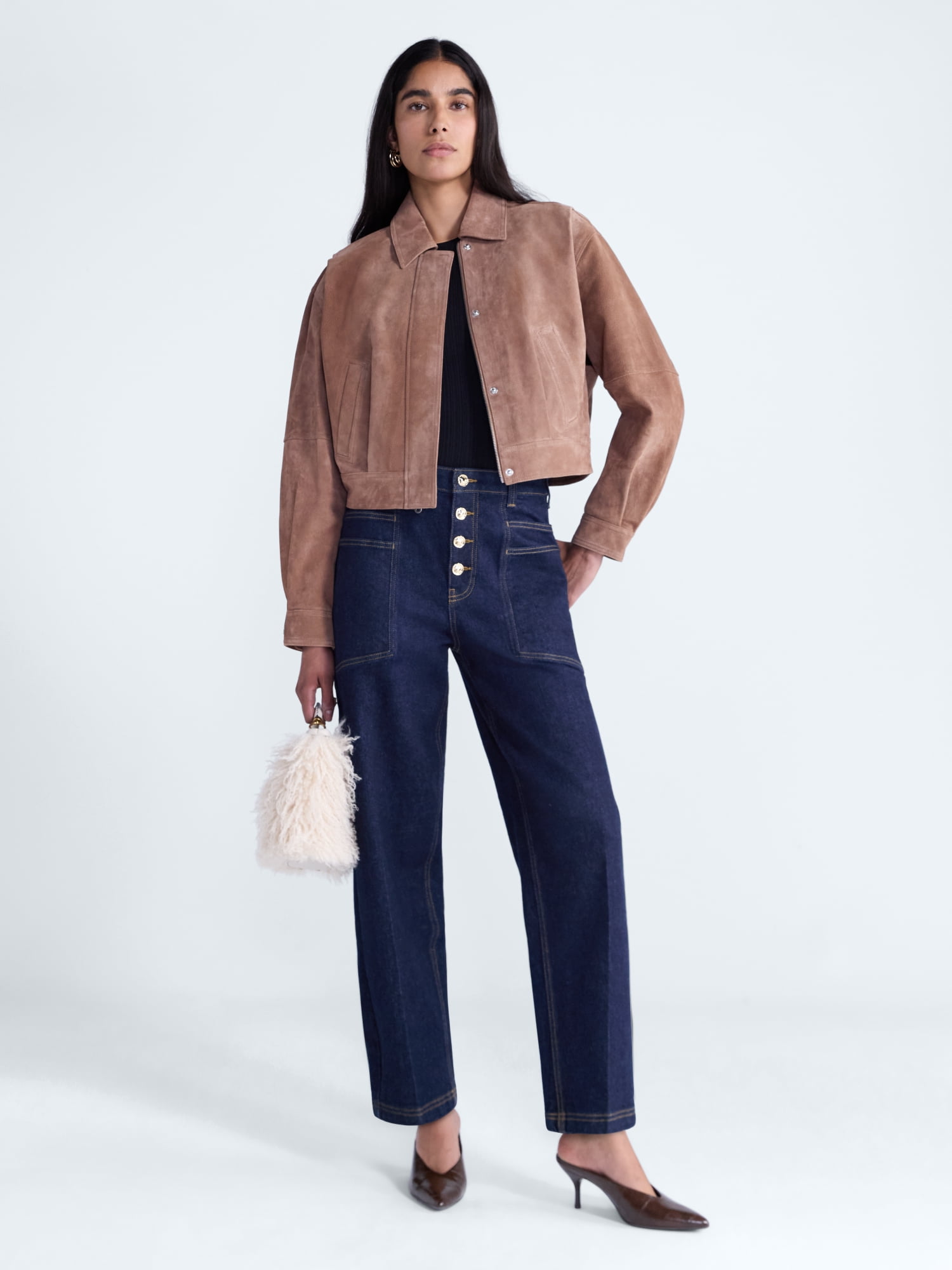 Scoop Women’s and Women’s Plus Cropped Suede Jacket, Sizes XS-4X