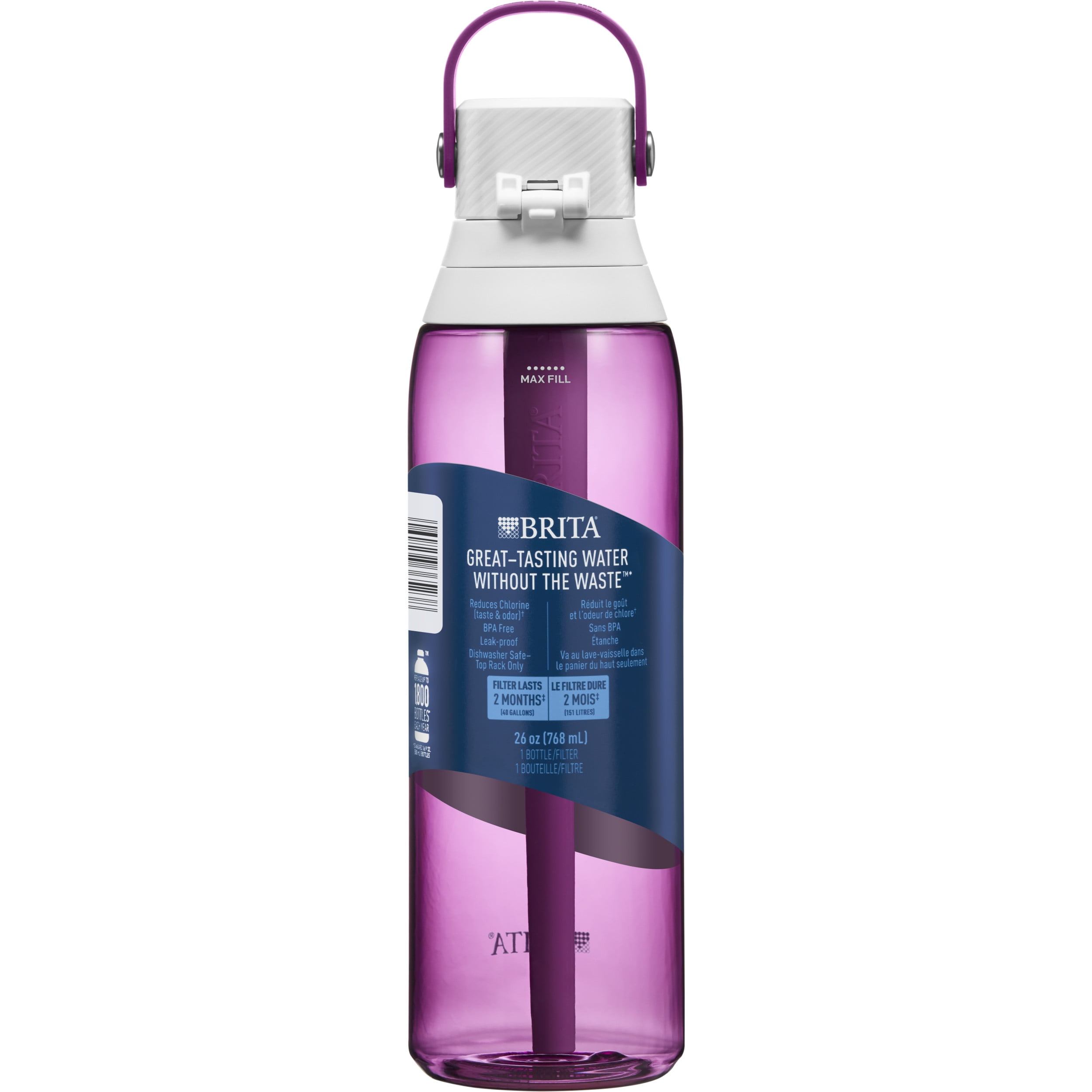 BRITA Botella de filtro de agua, reduce el cloro y las impurezas orgánicas,  sin BPA, rosa, 600 ml : : Hogar y cocina