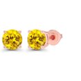 thumbnail image 2 of Decadence Solid 14K Rose Gold 6mm Round Created Yellow Sapphire Birthstone Screwback Stud Earrings, 2 of 5