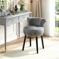 thumbnail image 4 of Gymax Velvet Vanity Chair w/ Back Tufted Low Back & Solid Wood Legs for Bedroom Gray, 4 of 10