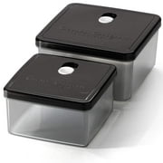 Casa Origin Microwavable Food Containers with Lid, 2 Pieces - Square (Black)