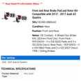 thumbnail image 2 of Front and Rear Brake Pad and Rotor Kit - Compatible with 2012 - 2017 Audi A5 Quattro 2013 2014 2015 2016, 2 of 2