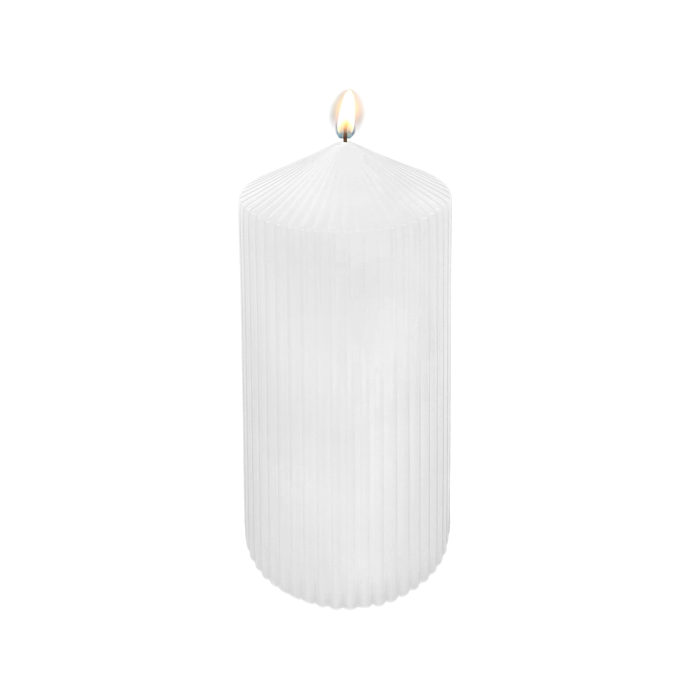 Mainstays Unscented Ribbed Pillar Candle, 3 inches x 6 inches Height, White