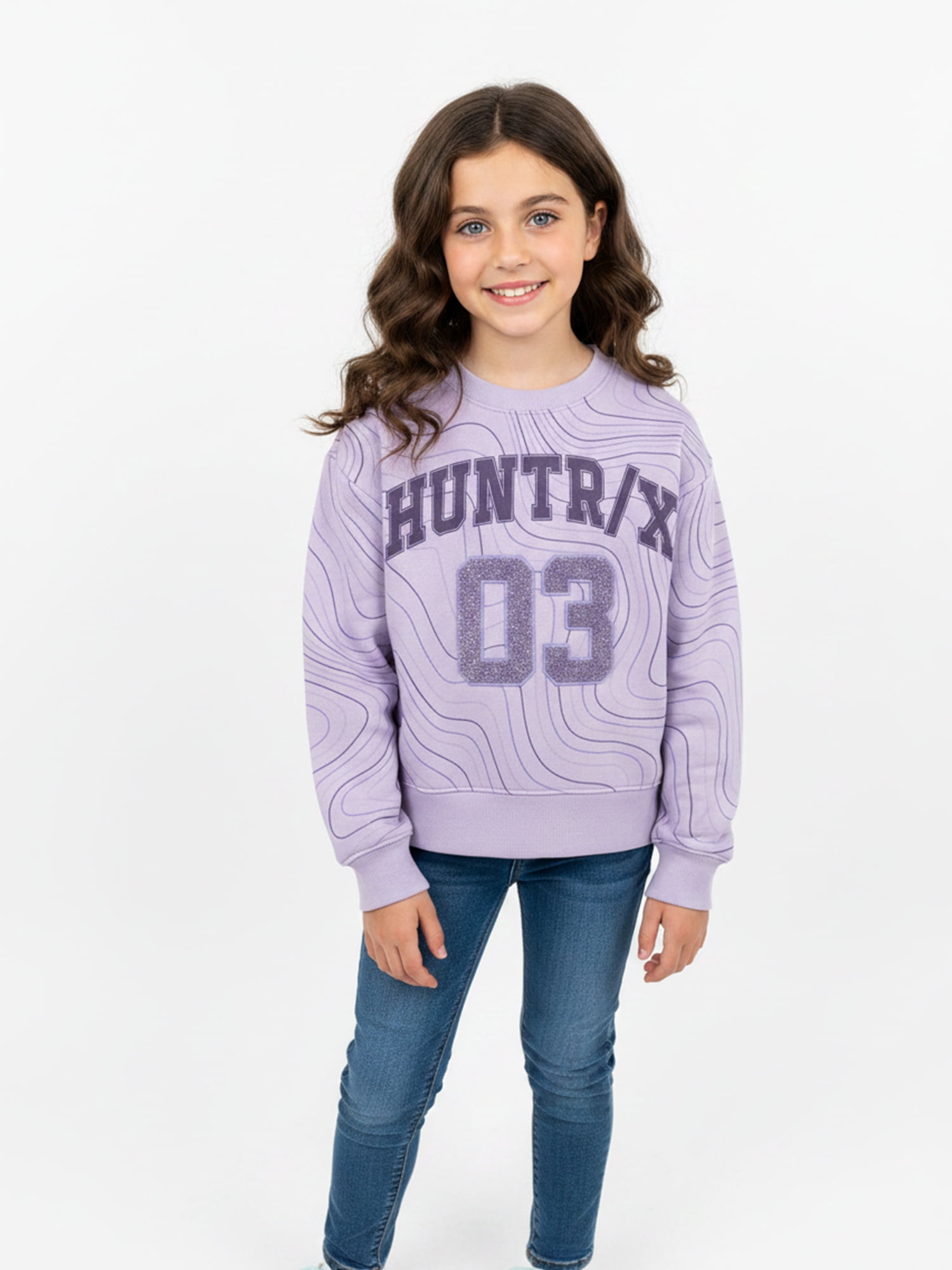 K Pop Demon Hunters Huntrix Girls Graphic Fleece Crewneck Sweatshirt, Sizes 4-16