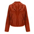thumbnail image 6 of Fringe Coat for Women Faux Suede Leather Cowboy Style Coat Long Sleeve Tassels Cardigan Short Coat for Autumn Women Blazers and Suit Jackets Blazer Jackets for Women, 6 of 7