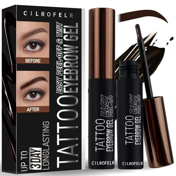 Tinte en gel para cejas Tattoo Peeling Off Cilrofelr, marrón oscuro, paquete de 2