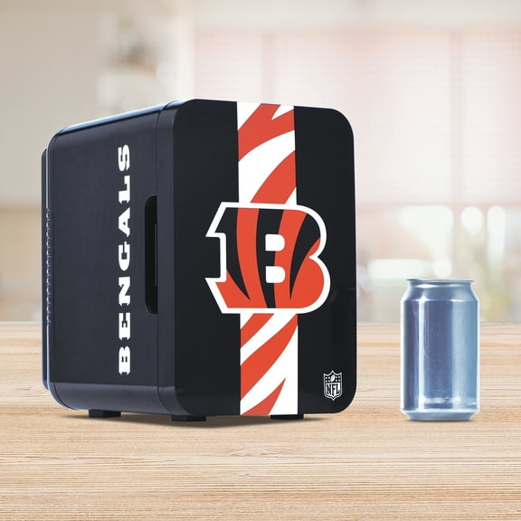 NFL Cincinnati Bengals 4L Mini Fridge, Black, Holds 6 Cans, Thermoelectric