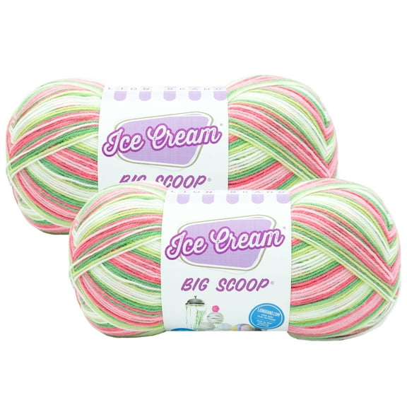 Lion Brand Yarn Ice Cream Big Scoop Watermelon Light Acrylic Yarn 2 Pack