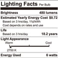 thumbnail image 6 of Great Value 18YR A19 LED Light Bulb, 6W (40W Equivalent) Dimmable Soft White E26 Medium Base, 24 Pack, 6 of 12
