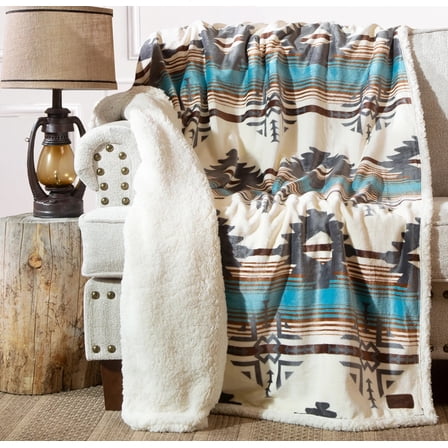 Wrangler Lone Mountain Sherpa Throw Blanket