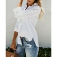 thumbnail image 3 of Dellytop Womens Button Down V Neck Long Sleeve Cuffed Shirts, 3 of 5