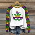 thumbnail image 2 of FrzhBrz Mardi Gras T Shirts for Women 2025 Trendy Long Sleeve Mardi Gras Tops Crew Neck Pullover Graphic Mask Printed Party Blouses Holiday Shirts, 2 of 4