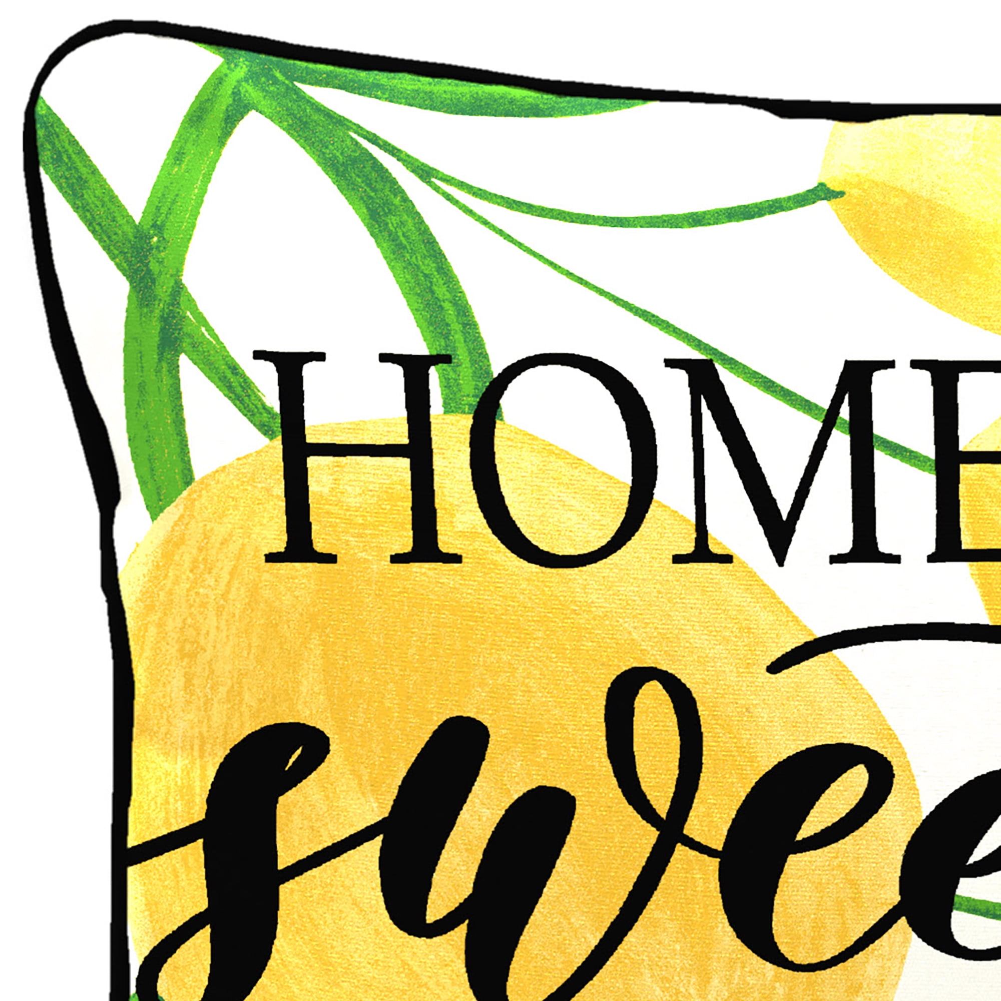 Jordan Manufacturing 12" x 16" Home Sweet Home Lemons White Novelty and Fruit Reversible Rectangular Outdoor Lumbar Throw Pillow with Welt