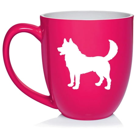 

Husky Ceramic Coffee Mug Tea Cup Gift for Her Him Friend Coworker Wife Husband Dog Lover (16oz Hot Pink)