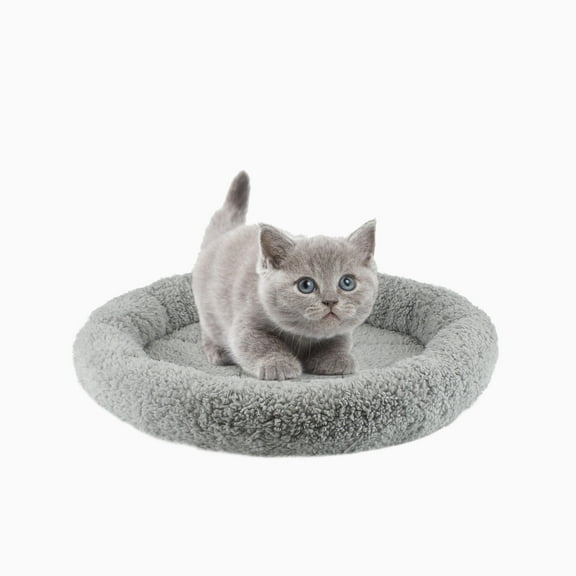 NAMSAN Cat Bed for Cats Round Cat Cushion Donut Cat Blanket Plush Non-Slip Cat Basket for Sleeping-Grey