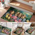 thumbnail image 6 of Rectangle Area Rug 2x3ft, Spring Easter Tulip Flower Rabbit Non-Slip Non-Shedding Floor Mat, Farm Wood Fence Garden Washable Sturdy Carpet for Living Room Bedroom Home Decor, 6 of 9