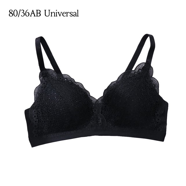 Sujetador de correa para mujer Sujetador push-up sexy Bralette Diseño de encaje para niña Sujetador de copa 3/4 transpirable sin alambre, negro, 80 = 36AB Inevent AP001484-03B