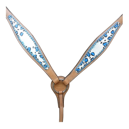 HILASON Western Horse Leather Breast Collar Set Turquoise Leopard