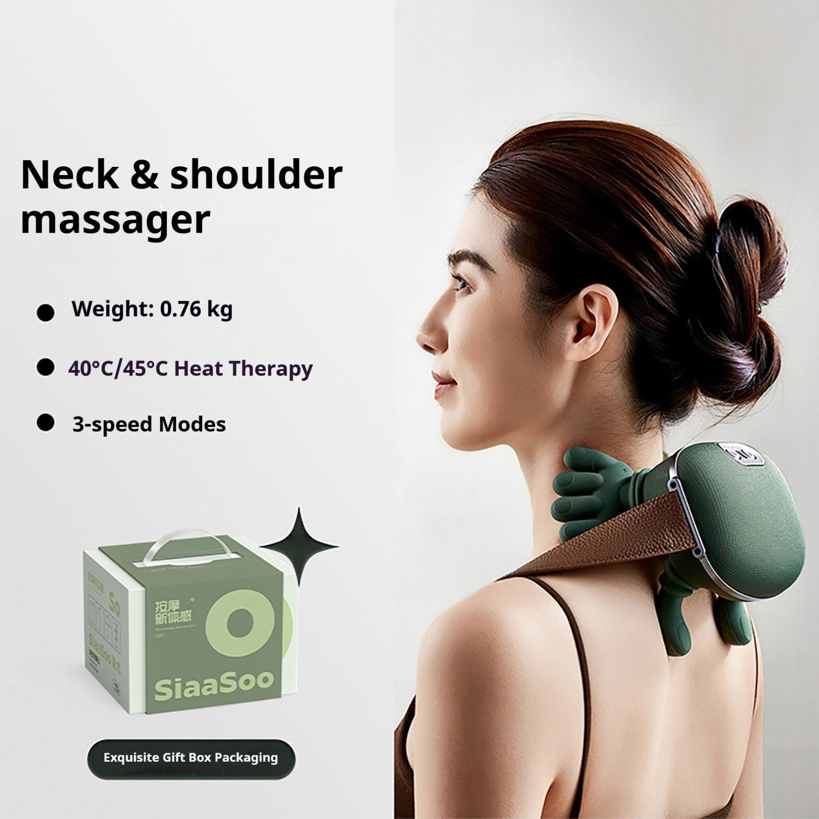 4D Kneading Neck and Shoulder Massager with Biomimetic Heat – Wireless Portable Deep Tissue Massage Pillow Simulating Human Hands Dual Heat Settings Ergonomic Cervical Support
