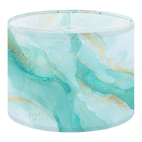 Linen Drum Lampshades Pastel cyan mint liquid marble watercolor wavy lines brush stains Teal 13"x13"x10" Light Shade for Table Lamps Floor Lamp Shades Lampshade Replacement Assembly Required