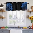 thumbnail image 4 of Blue Rose Valances for Windows, Vintage Abstract Garden Flower Floral Black Light Filtering Kitchen Curtains, Rod Pocket Window Valance Curtains for Living Room Bedroom, 60" W x 18" L, 2 Panels, 4 of 9