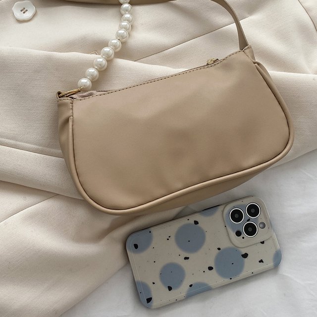 Bolsa de mano de piel sintética para mujer, de hombro con cadena de perlas, de mano para axilas Tmvgtek Para Estrenar