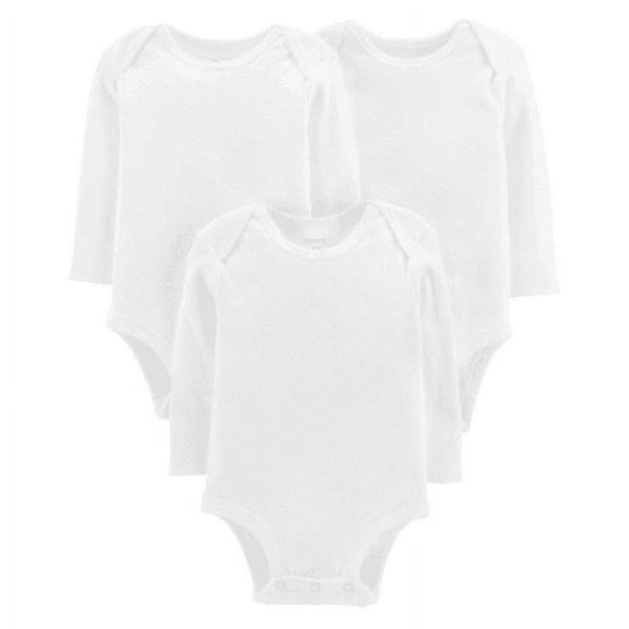 Carter's Little Baby Long Sleeve Textured 3 Pack Bodysuits Size 3 Months